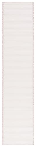 SAFAVIEH Augustine Collection Runner Rug - 2' x 9', Ivory & Pink, Cotton Stripe Fringe Design, Non-Shedding & Easy Care, Ideal for High Traffic Areas in Living Room, Bedroom (AGT501U) - color: Ivory/Pink, size: 2' x 9' (Runner)