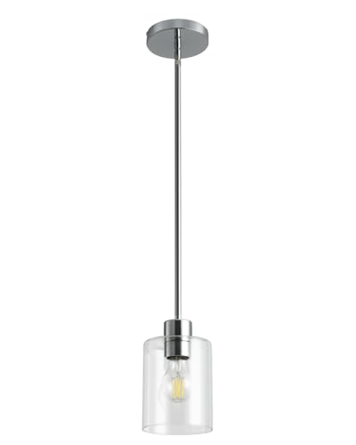 Chrome Pendant Lights Kitchen Island - Clear Glass Pendant Light Fixture Multiple Stems Rods 3 Units 12 Inch 3 Units 4 Inch (1 Pack Chrome Downrod) - color: Chrome 1PK