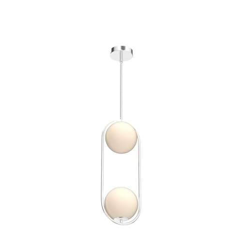 SeeU Chrome Pendant Lighting Mid Century Pendant Light Fixture Hanging Lighting Fixture with White Globe Glass Lampshade Pendant Chandelier for Kitchen Island Dining Room Bedroom - color: Chrome