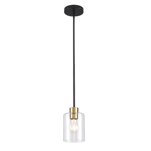 Black Brass Pendant Lights Kitchen Island - Clear Glass Pendant Light Fixture Multiple Stems Rods 3 Units 12 Inch 3 Units 4 Inch (1 Pack Black Brass Downrod) - color: Black+brass 1PK