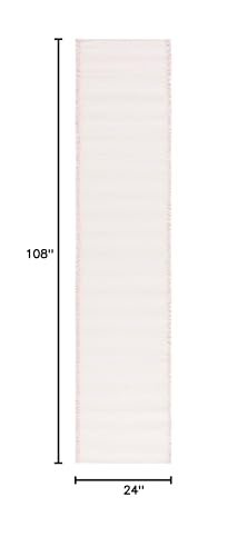 SAFAVIEH Augustine Collection Runner Rug - 2' x 9', Ivory & Pink, Cotton Stripe Fringe Design, Non-Shedding & Easy Care, Ideal for High Traffic Areas in Living Room, Bedroom (AGT501U) - color: Ivory/Pink, size: 2' x 9' (Runner)