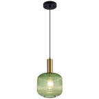 8 Inch Green Glass Pendant Lights Small Modern Chandelier Pendant Lighting Mid Century Hanging Lights Adjustable Kitchen Island Light for Dining Room Bedroom Hallway - color: 8 Inch Green