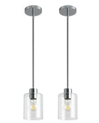 Chrome Pendant Lights Kitchen Island - Clear Glass Pendant Light Fixture Multiple Stems Rods 3 Units 12 Inch 3 Units 4 Inch (2 Pack Chrome Downrod) - color: Chrome 2PK