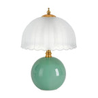 PARTPHONER Mushroom Table Lamp, Ceramic Bedside Lamp with Glass Shade, 3-Way Lighting (2700K-5000K) Rocker Switch, Small Nightstand Lamp for Bedroom, Living Room, Office, Green - color: Green