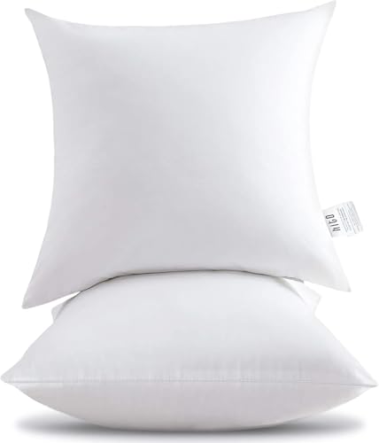 HITO 18x18 Pillow Inserts (Set of 2) - Down Alternative 100% Cotton Cover Decorative Square Throw Pillows White for Couch Bed Sofa - size: 18x18 Inch (Pack of 2)