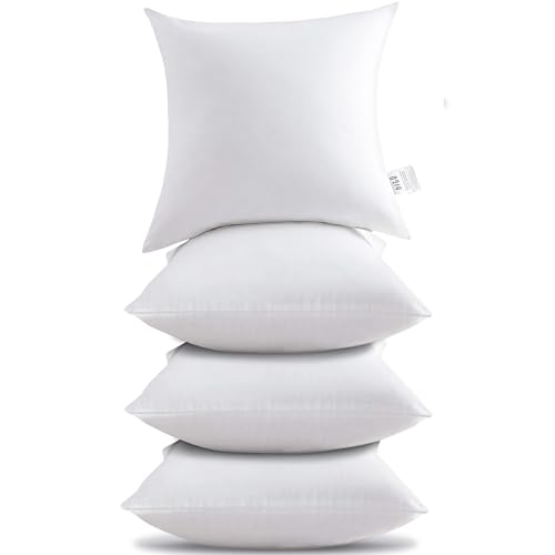 HITO 18x18 Pillow Inserts (Set of 4)- 100% Cotton Covering Down Alternative Throw Pillows White for Couch Bed Sofa - size: 18x18 Inch (Pack of 4)