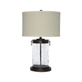 Signature Design by Ashley Tailynn Modern 25.25" Glass Table Lamp with Hardback Shade, Clear - color: Taupe With Clear