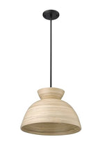 ML Lighting | Jaycen Collection | 48001-MB | 1 Light Pendant in Matte Black Finish with Nature Bamboo Nature Shade | Perfect for Kitchens, Dining Rooms, Living Rooms, Entryways, Hallways - color: Matte Black