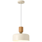 Modern Pendant Lighting,12 inch,Natural Wood and Brass Accent,Adjustable Pendant Light Fixtures for Kitchen Island,Dining Room,Soft Cream - color: Soft Cream