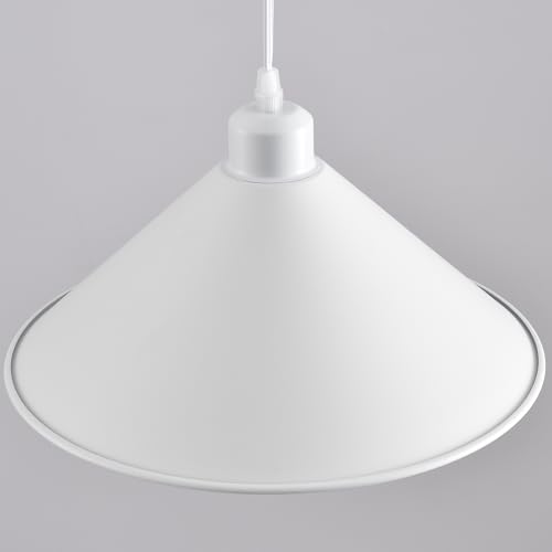 11.8IN Plug in Pendant Light 2 Pack Industrial Hanging Lamp White Vintage Pendant Lighting Fixtures with 15ft Cord On/Off Switch for Kitchen Island Dinning - color: White Plug in Pendant Light 11.8IN