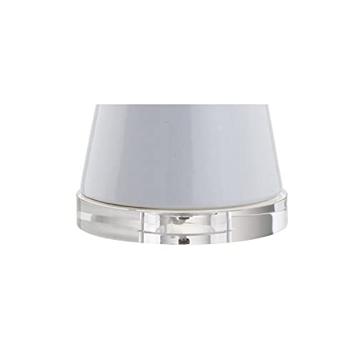 JONATHAN Y 28.5" White Ceramic Table Lamp for Living Room Bedroom Nightstand, Modern Hourglass LED Bedside Lamp with Crystal Base and Linen Shade JYL4027A - color: White