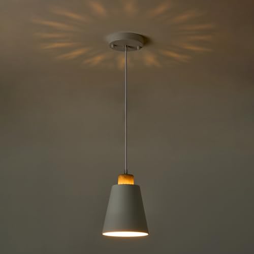 Mini Pendant Light Fixtures White Wood Pendant Lighting for Kitchen Island 7.87in Cone Modern Ceiling Hanging Lights Hollow Shade Nordic Island Light for Counter, Bar, Hallway - color: White
