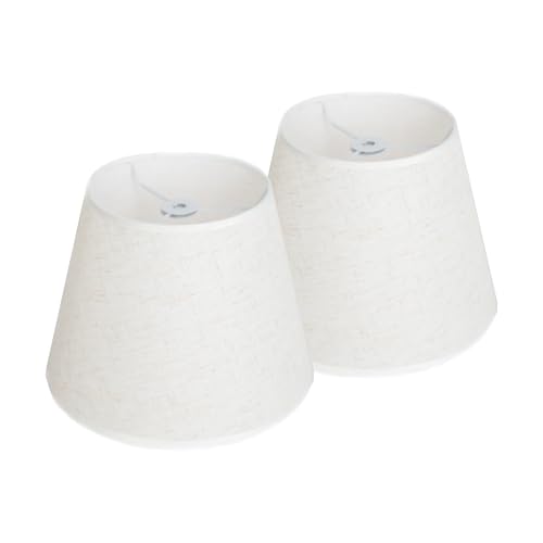 Lamp Shades Set of 2, Fabric Drum Shade with PVC Lining, Spider Fitter for Table Lamps,Floor Lamps, 5.5x8.7x6.6 Inch - color: White