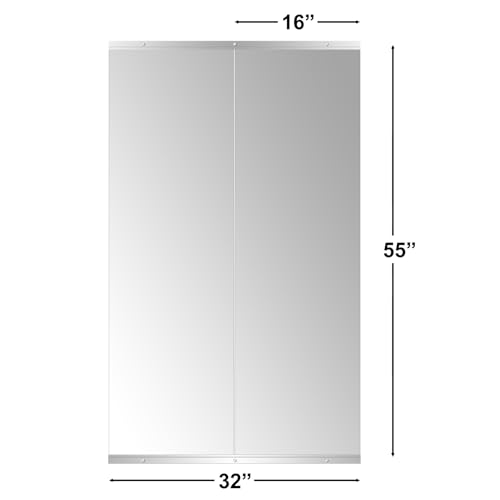 Ruomeng Home Gym Mirror, 55''x16''x2PCS Full Length, Large Frameless Body Mirror Tempered Glass for Gym, Workout, Yoga, Garage, Dance Studio - size: 55"x16"-2pcs