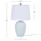 Nourison Home 23" Coastal Blue Ceramic Pot Table Lamp for Bedroom, Living Room, Dining Entryway, with White Shade - color: Light Blue, size: 1 Lamp - Drum Shade