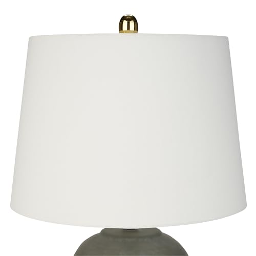 Nourison Home 23" Olive Green Ceramic Pot Table Lamp for Bedroom, Living Room, Dining Office, with White Tapered Drum Shade - color: Dark Green, size: 1 Lamp - Drum Shade