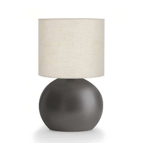 Modern Small Table Lamp with Grey Metal Base and Linen Shade, 6.2X6.2X10.4 Inch Nightstand Light for Bedroom, Living Room, Desk, Dorm - color: Gray, size: Pack of 1