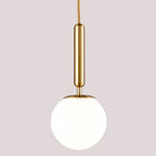 DIRYZON EUL Mid Century Modern Globe Pendant Light Opal Glass Hanging Light Fixture Gold Finish - color: Gold, size: 6 Inch-Hardwired