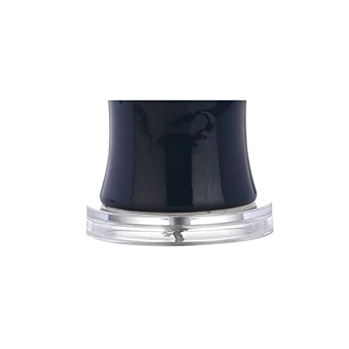 JONATHAN Y 26.5" Navy Blue Ceramic Table Lamp for Living Room, Bedroom Nightstand, White Linen Drum Shade, Bamboo Design Modern Bedside Desk Lamp with LED Bulb Included JYL3015A - color: Navy