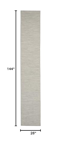 Nourison Home Positano Light Grey 2'2" x 12' Area Rug - Easy Clean, Non Shedding, Bed Room, Living Room, Dining Room, Kitchen (12' Runner) - color: Light Grey, size: 2'2" x 12' (Runner)