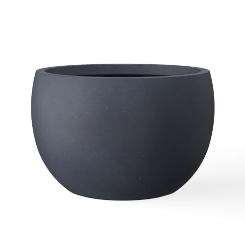 Kante 15.7" Dia Round Concrete Planter, Outdoor/Indoor Large Bowl Plant Pots with Drainage Hole and Rubber Plug for Garden Patio Balcony Home, Charcoal - color: Charcoal, size: 15.7" d
