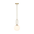 Modern Gold Globe Pendant Light White Globe Glass Shade Brushed Brass Finished Adjustable Rods Hanging Light Fixtures for Kitchen Island Living Room - color: Gold 1 Pack-Adjustable Rods