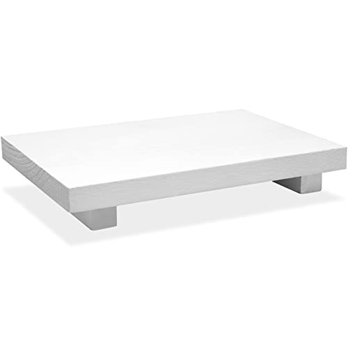 Nuogo Wood Riser Tray Soap, Stand Soap Tray for Kitchen Sink, Wood Pedestal for Kitchen Counter Sink Stand Decorative Rustic Bathroom Dishes Plant Bottles Candles Display(12 x 7 Inch,White) - color: White, size: 12 x 7 Inch