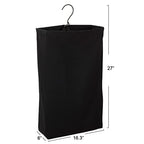 Household Essentials Door Hanging Laundry Bag in Washable Canvas with Loop Handle, Black - color: Black