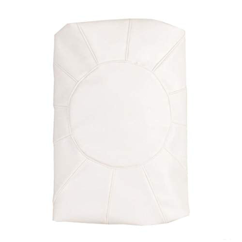 Unstuffed Pouf Foot Stool Round Decorative Leather Ottoman Cushion Storage seat or for Resting Your Feet on, Floor Chair Foot Living Room Bedroom Kids Room and Wedding (White) - color: White