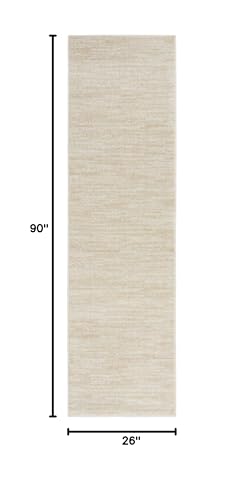 Nourison Home Nourison Essentials Ivory Beige 2'2" x 7'6" Area Rug - Easy Clean, Non Shedding, Bed Room, Living Room, Dining Room, Kitchen (8' Runner) - color: Ivory Beige, size: 2'2" x 7'6" (Runner)
