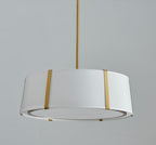 Shrine Lighting Drum Chandeliers, Modern Style, Drum Pendant Light for Living Space, D18'' x H6'', Adjustable Chains 39.4'', E12*4 Sockets, White Lampshade & Brass Finish - color: Brass D18''