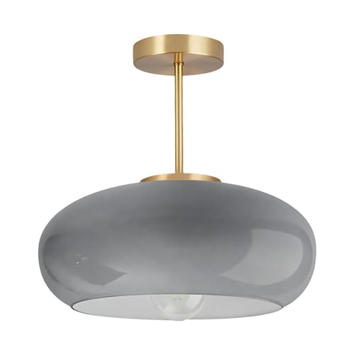 Gray Light Fixture Mid Century Semi Flush Mount Ceiling Light Nursery Close to Ceiling Lights Hallway Gold Semi Flush Mount Lamp Modern Porch Glass Chandeliers Entryway Overhead Light - color: Semi-Gray