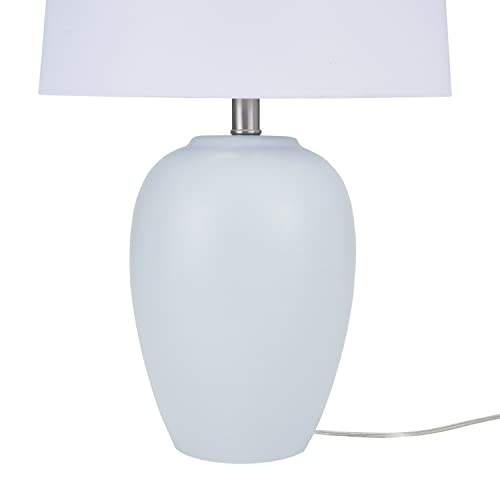 Nourison Home 23" Coastal Blue Ceramic Pot Table Lamp for Bedroom, Living Room, Dining Entryway, with White Shade - color: Light Blue, size: 1 Lamp - Drum Shade