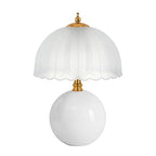 PARTPHONER Mushroom Table Lamp, Ceramic Bedside Lamp with Glass Shade, 3-Way Lighting (2700K-5000K) Rocker Switch, Small Nightstand Lamp for Bedroom, Living Room, Office, White - color: White