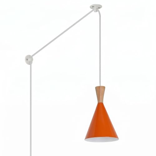 DEC LUCE DECOLUCE LIGHTING Modern Plug in Pendant Light Kitchen, Adjustable Hanging Lamps Plug into Wall Outlet for Dining Room, Bedroom, Living Room, Contemporary Wall Décor(Orange) - size: funnel pendant light orange