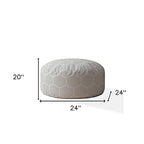 HomeRoots 24" Gray Cotton Round Geometric Pouf Cover