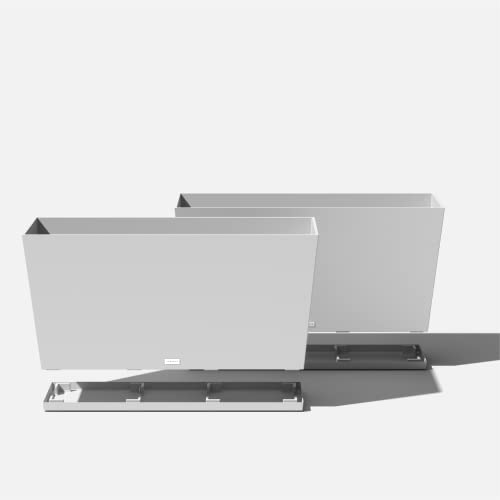Veradek Midori Long Trough Planter (White, 39 inch - 2 Pack with 2 Saucer Trays) - color: White, size: 39 inch - 2 pack with saucers