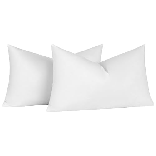 basic home Hotel-Style Goose Feather Pillow Insert for Sofa & Bed - 100% Odorless & Plump Cushion Filler - 233TC Cotton with Inner Liner to Prevent Poking (16x26 Inch) - size: 16x26