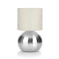 Modern Silvery Small Table Lamp with Cotton Linen Shade, 6.2×6.2×10.4 inch LED Desk Light, One-Button Switch for Bedroom, Living Room, Nightstand, Includes Warm Light Bulb - color: Silvery, size: Pack of 1