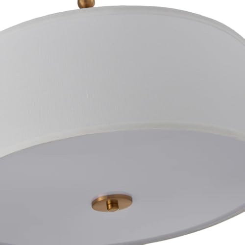 Shrine Lighting Drum Chandeliers, Farmhouse Style, Perfect Drum Pendant Light for Dining Room, D20'' x H8'', Adjustable Chains 59'', E26*3 Sockets, White Linen Fabric Lampshade & Gold Rod - color: Gold Rod&White Shade D20''