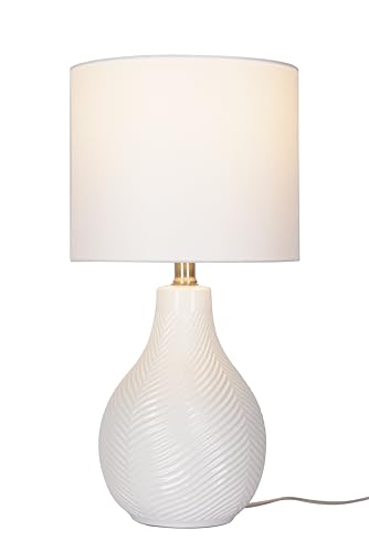 Catalina Lighting Ceramic Table Lamp for Office, Living Room, Dorm or Bedroom, Smart Home Compatible, Bulb Not Included, 18", White