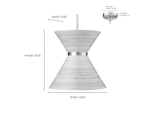 ML Lighting | Jaycen Collection | 47001-BN | 1 Light Pendant in Brushed Nickel Finish with Nature Bamboo Nature Shade | Perfect for Kitchens, Dining Rooms, Living Rooms, Entryways, Hallways - color: Brushed Nickel