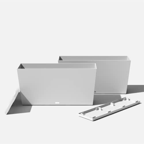 Veradek Midori Long Trough Planter (White, 39 inch - 2 Pack with 2 Saucer Trays) - color: White, size: 39 inch - 2 pack with saucers