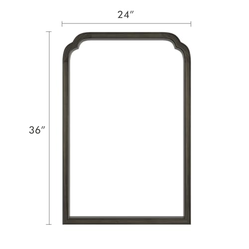 WallBeyond Wooden Framed Wall Mirror, Natural Wood Bathroom Vanity Mirror for Entryway, Living Room or Bedroom Home Decor Vertical or Horizontal Hanging [24" x 36" Black] - color: Black B, size: 36"L x 24"W