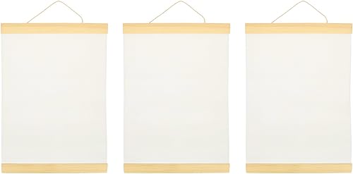 Blank Cotton Canvas Panels 3Pcs White Cotton Canvas Wooden Framed Artist Canvas Board with Hanging Rope for Acrylic, Oil, and Art Projects, Acrylic Pouring 11.7 * 8.2''