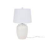 Nourison Home 24" White Farmhouse Ceramic Pottery Jug Table Lamp for Bedside Table, Living Room, Office, Entryway - color: White