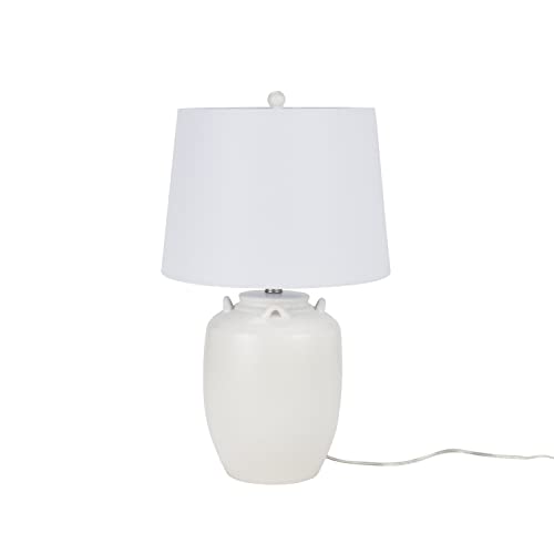Nourison Home 24" White Farmhouse Ceramic Pottery Jug Table Lamp for Bedside Table, Living Room, Office, Entryway - color: White