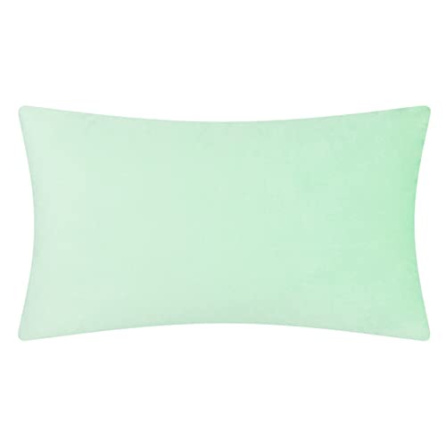 KINGROSE 3D Flower Accent Throw Pillow Cover Soft Pillow Case Sham Decorative Cushion Cover for Home Decor Sofa Couch Bedroom 12 x 20 Inches Velvet Mint Green - color: Mint Green - Solid Suede
