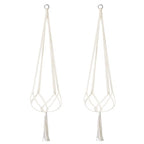 2 Pack Macrame Plant Hanger 47 Inches,Indoor Plant Hanger with Tassel for Boho Home Decor, Hanging Plant Holder with 2 Hooks (Ivory)