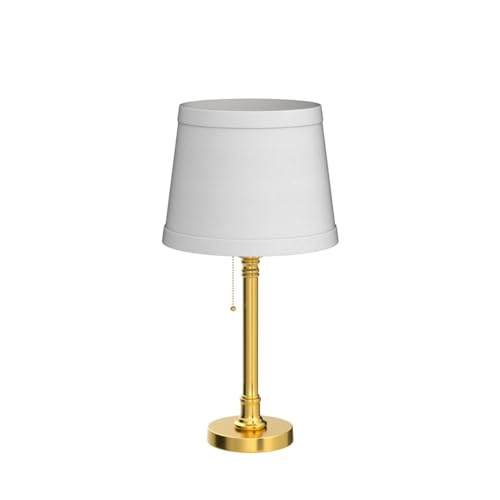 Oneach Modern Gold Brass Table Lamp Set of 2 for Bedroom Living Room 19.5'' Traditional Bedside Desk Nightstand Buffet Candlestick Samll Lamps with White Drum Shade - color: Gold